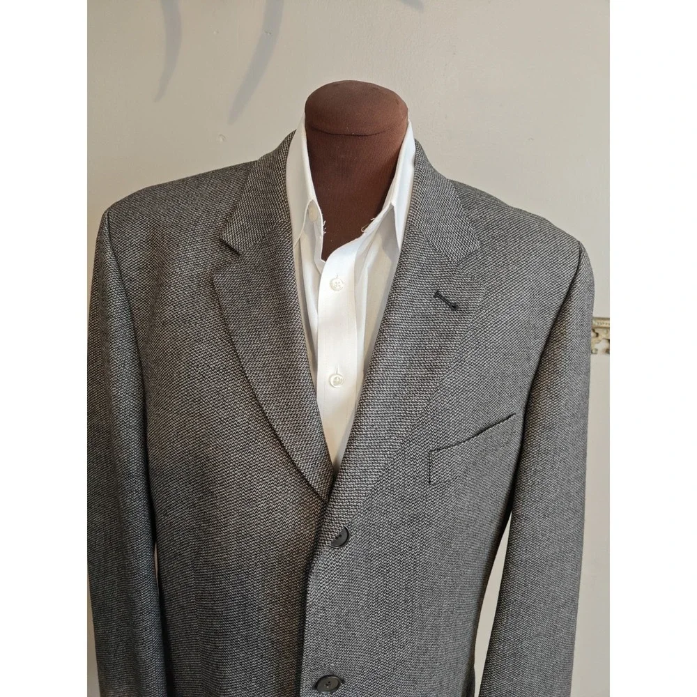 Roberto Villini Mens Wool Sports Coat 42L Gray Speckle 3 Button Blazer E606